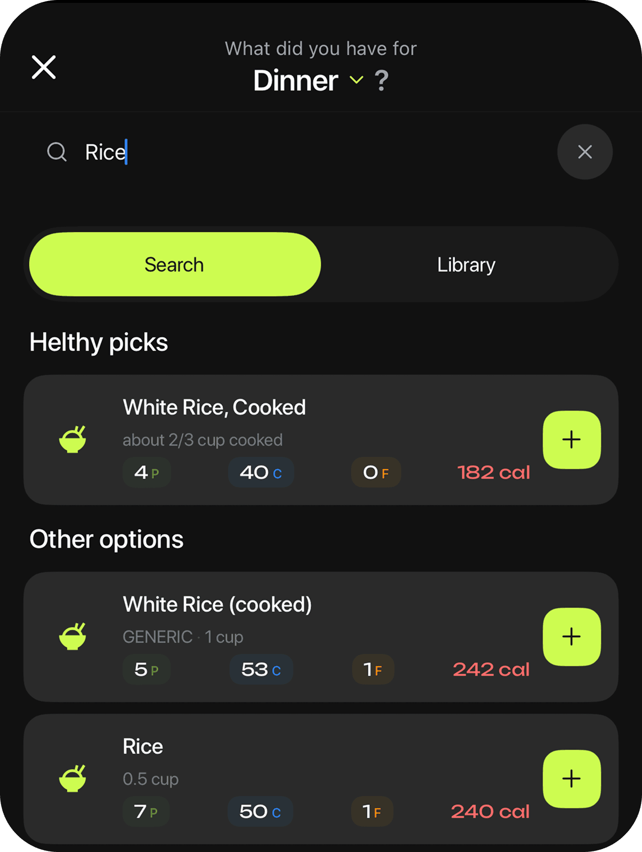 Food search and meal logging